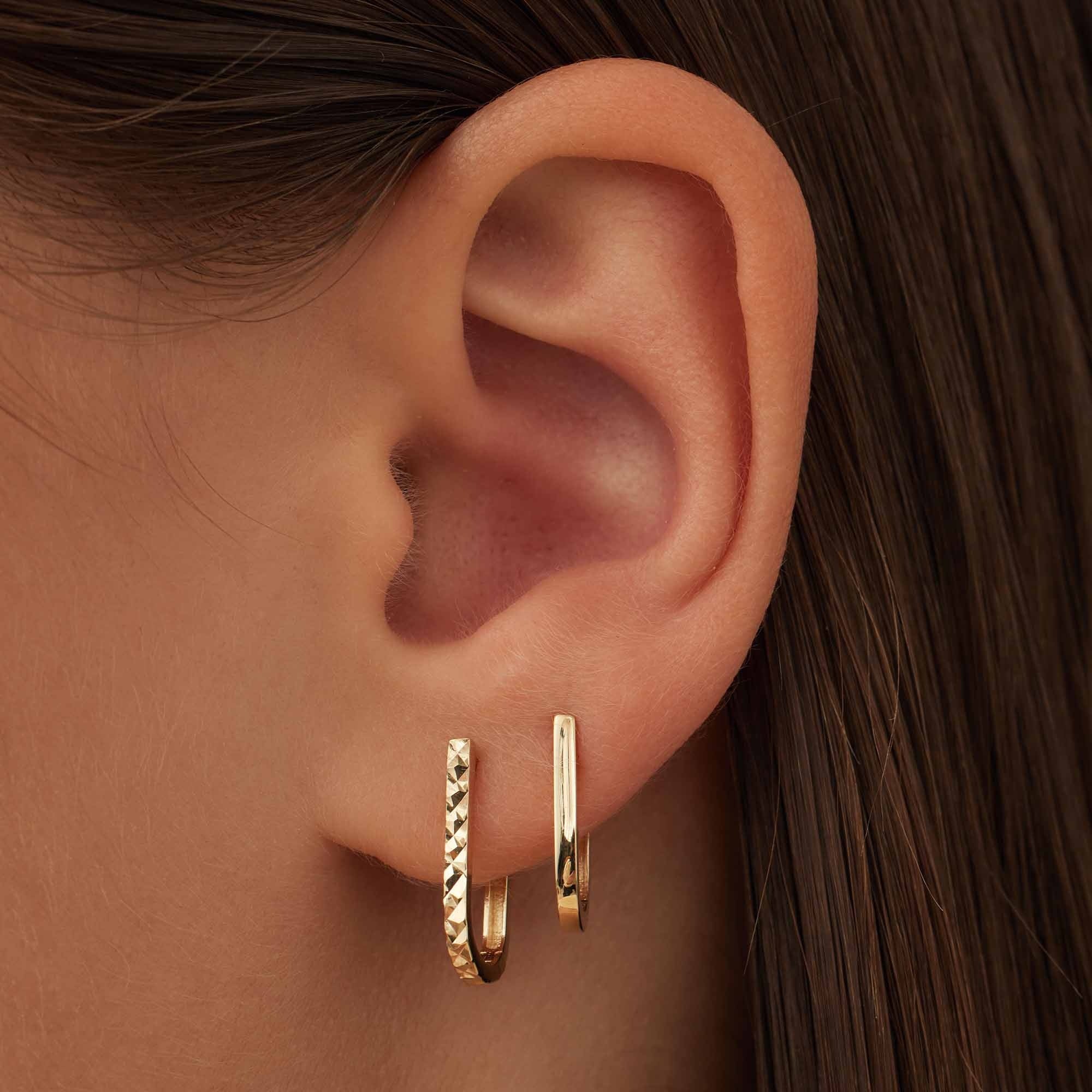 Rivoli Laura 14 karat gold drop earrings with diamond cut - Image 2