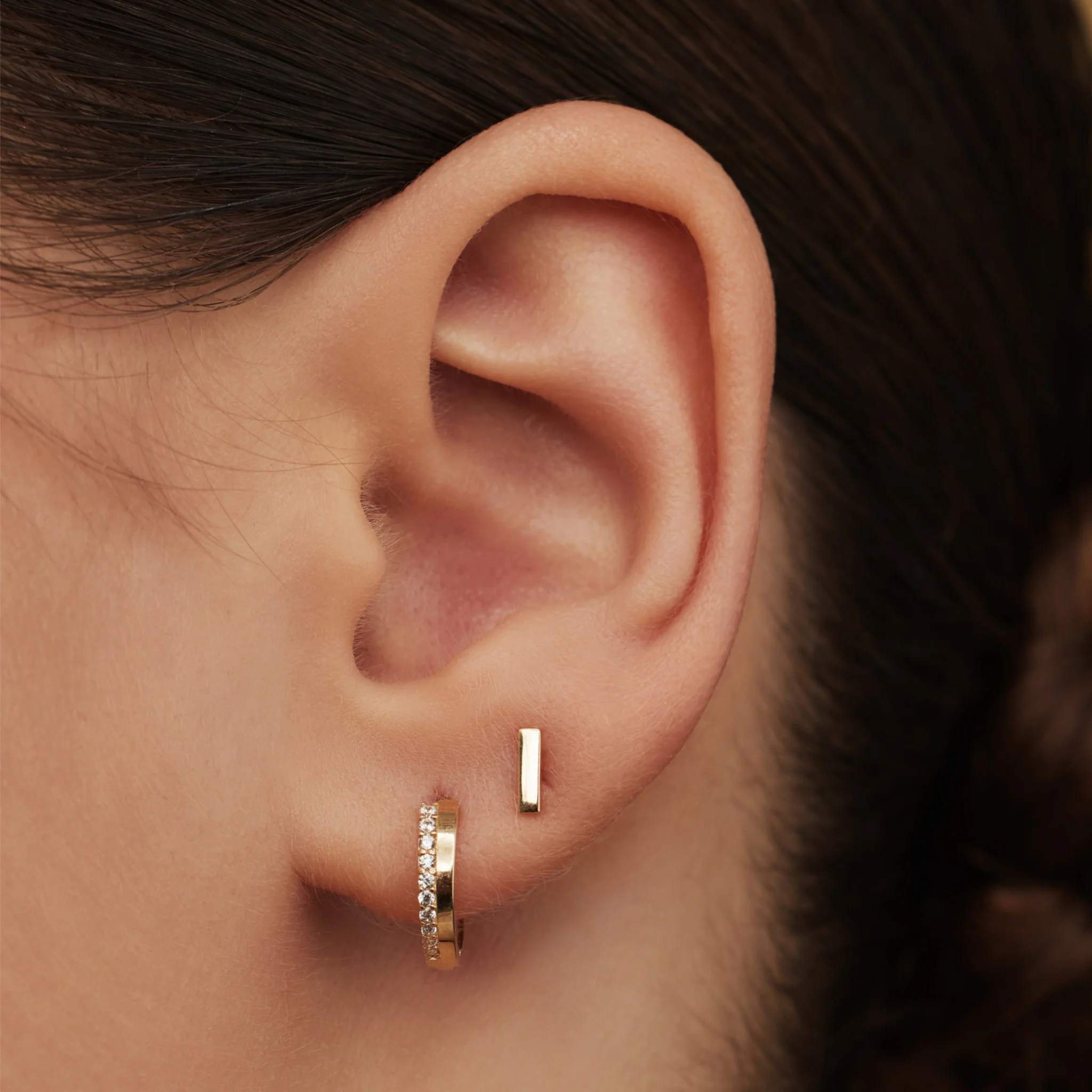 Monceau Josephine 14 karat gold stud ear studs with rod - Image 3