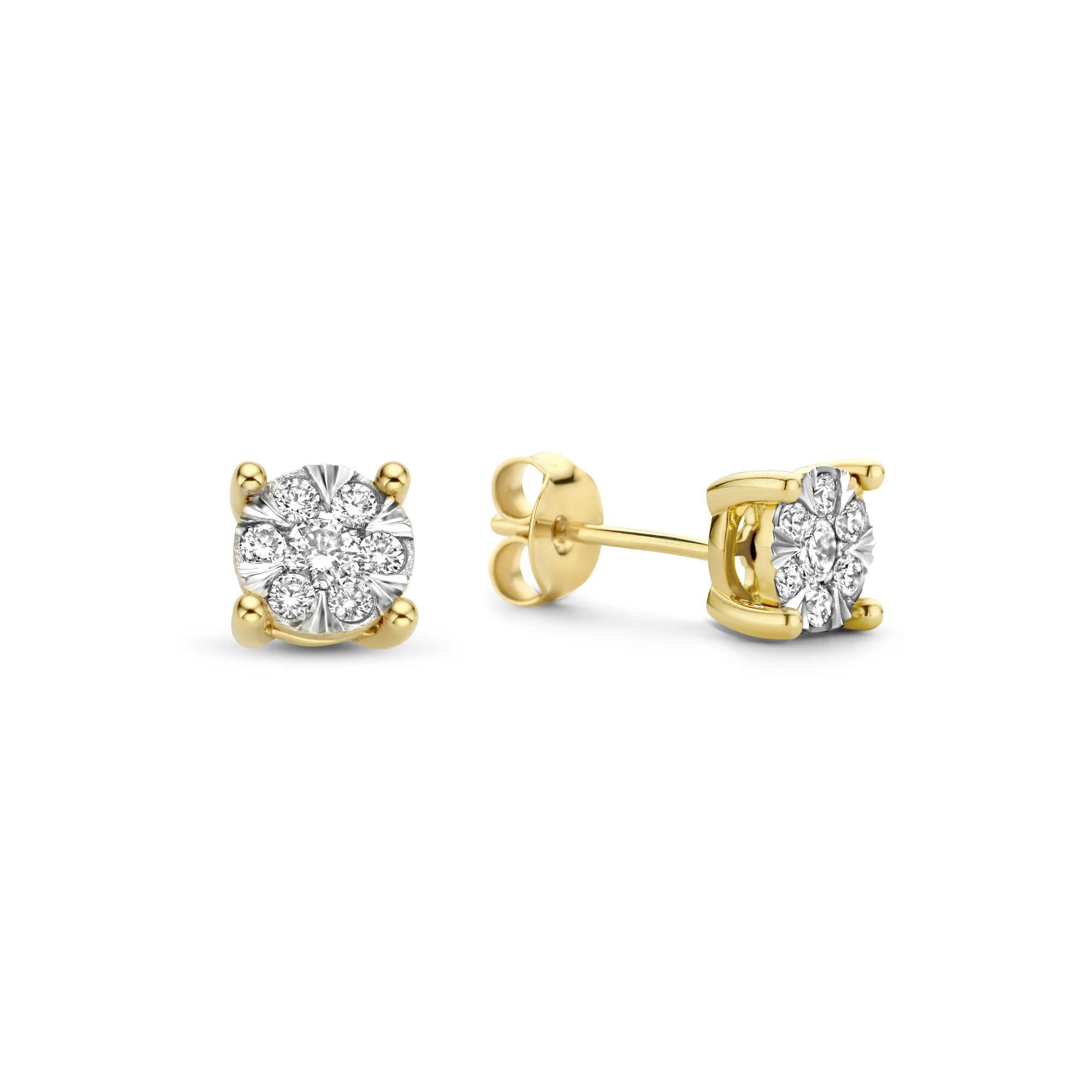De la Paix Hanaé 14 karat gold stud ear studs with diamond 0.28 carat