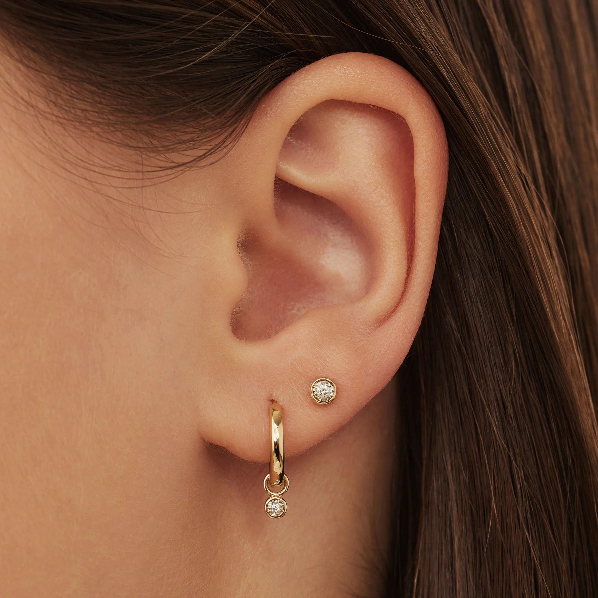De la Paix Inaya 14 karat gold ear studs with diamond 0.02 carat - Image 2