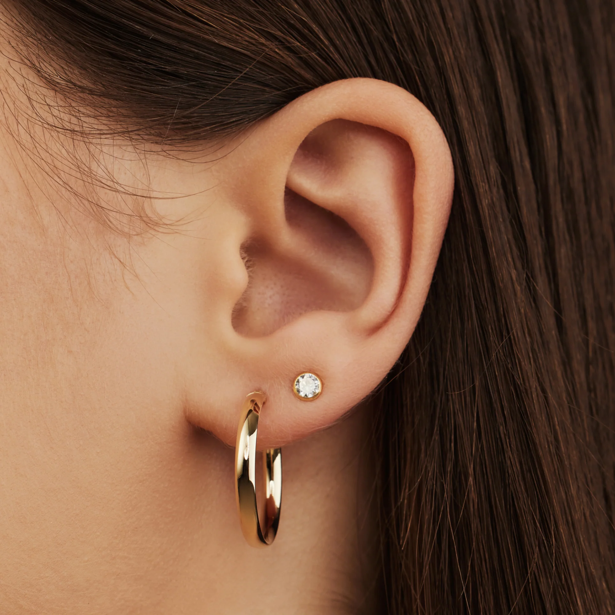 Rivoli Estrella 14 karat gold hoop earrings (22 mm) - Image 2