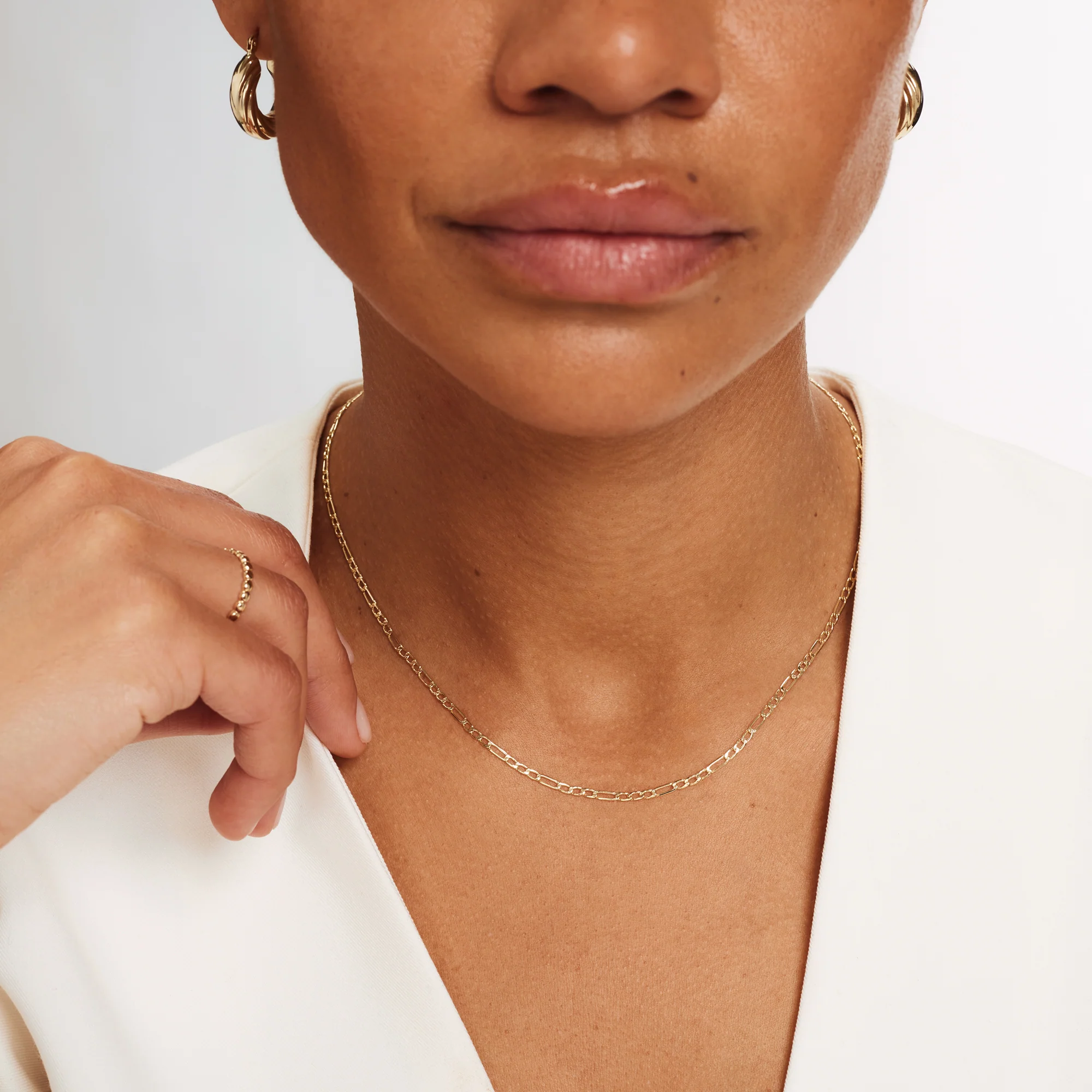 Rivoli Nina 14 karat gold necklace with figaro chain
