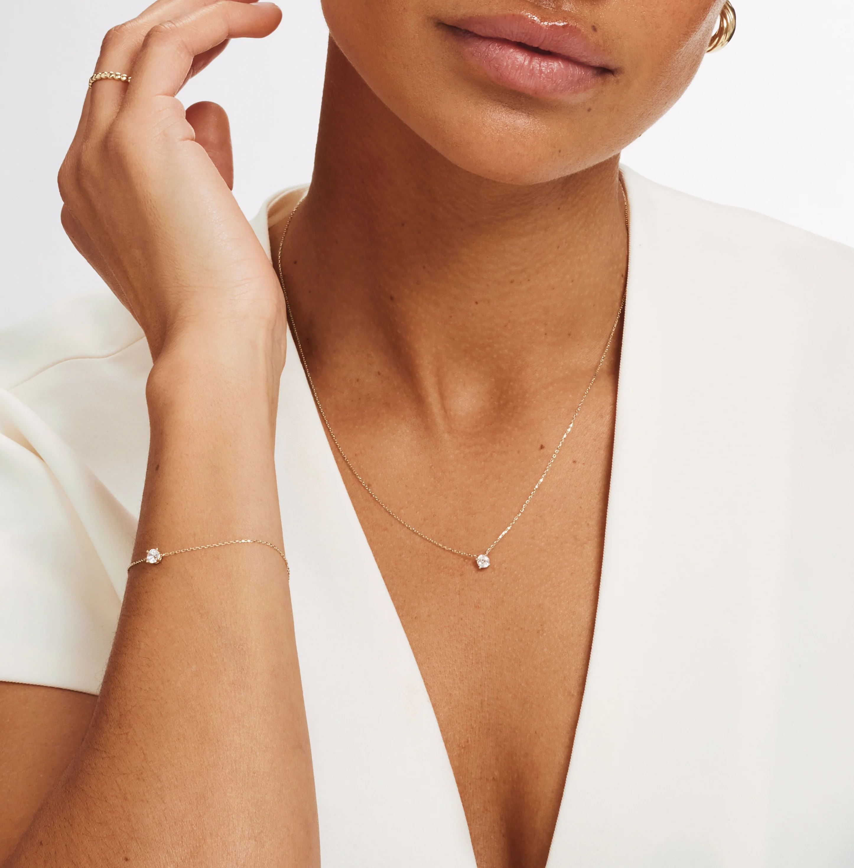 Le Marais Garance 14 karat gold necklace with zirconia stone - Image 3