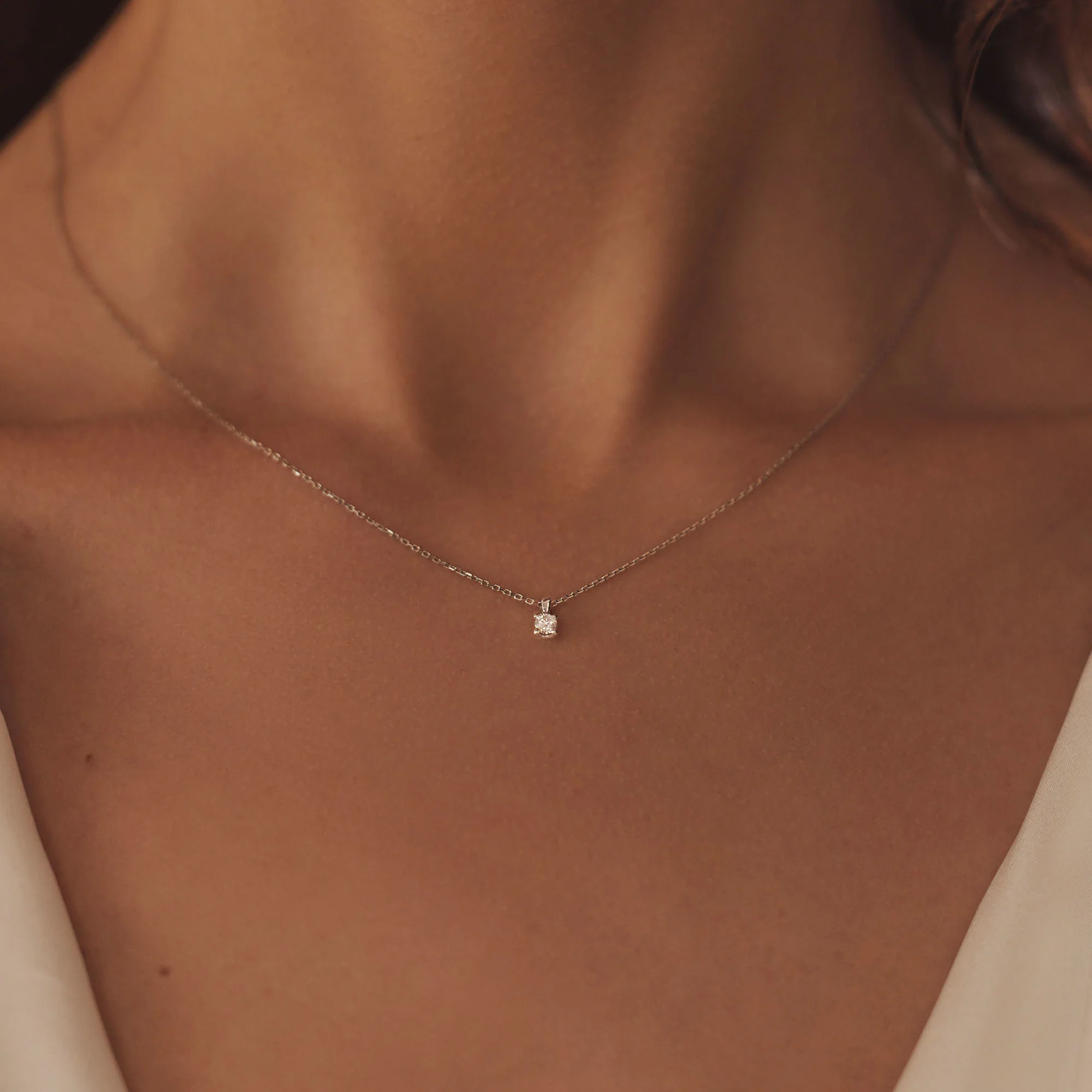 De la Paix Christine 14 karat white gold necklace with diamond 0.10 ct - Image 2
