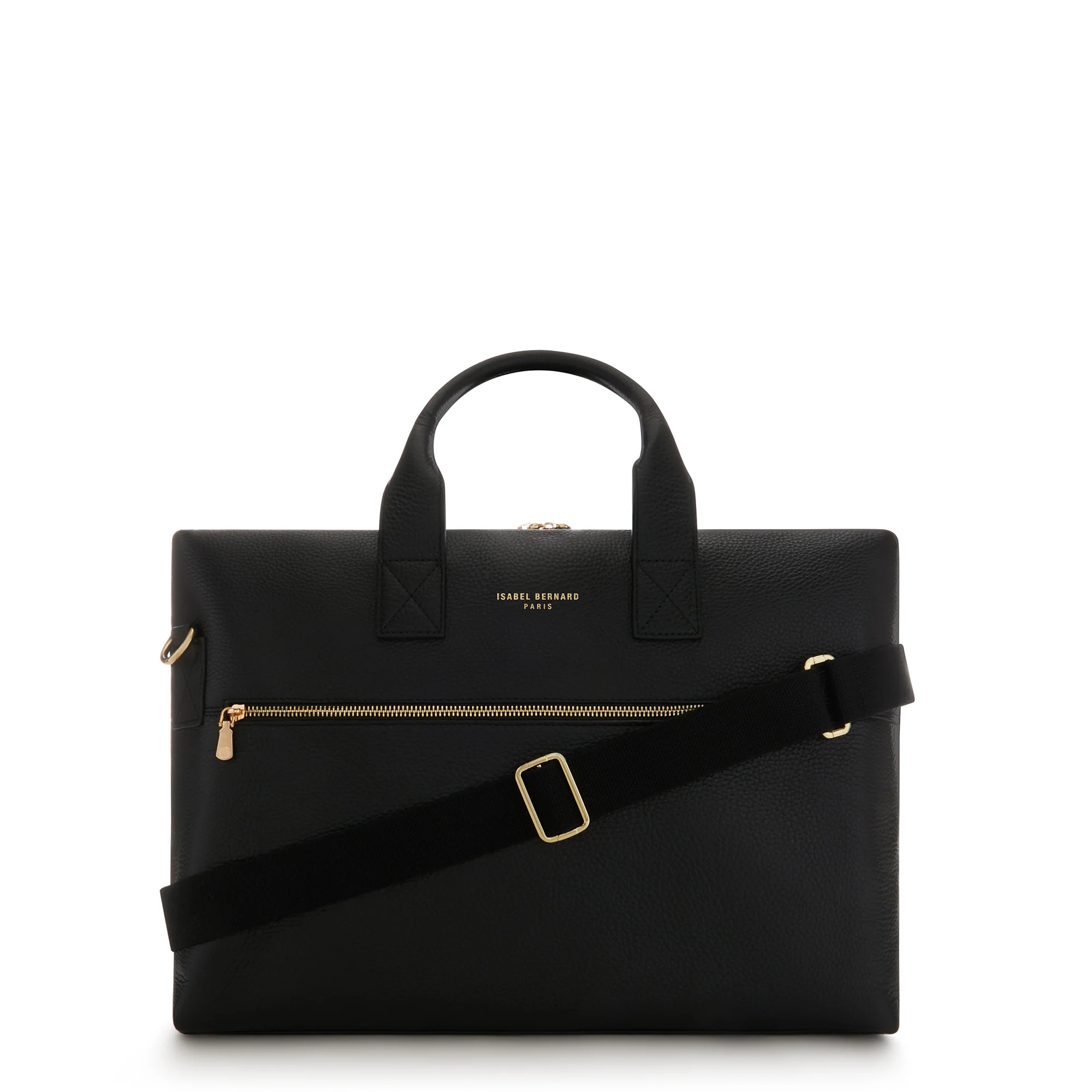 Honoré Anique black calfskin leather handbag with 16.4 inch laptop pocket