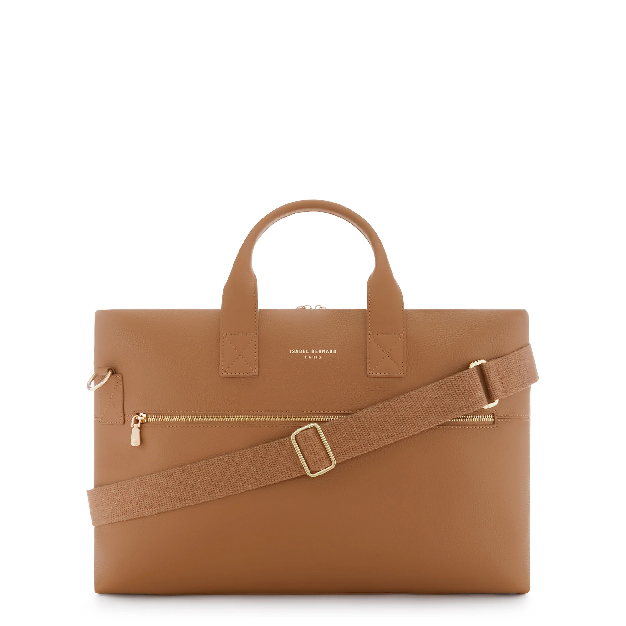 Honoré Anique camel calfskin leather handbag with 16.4 inch laptop pocket