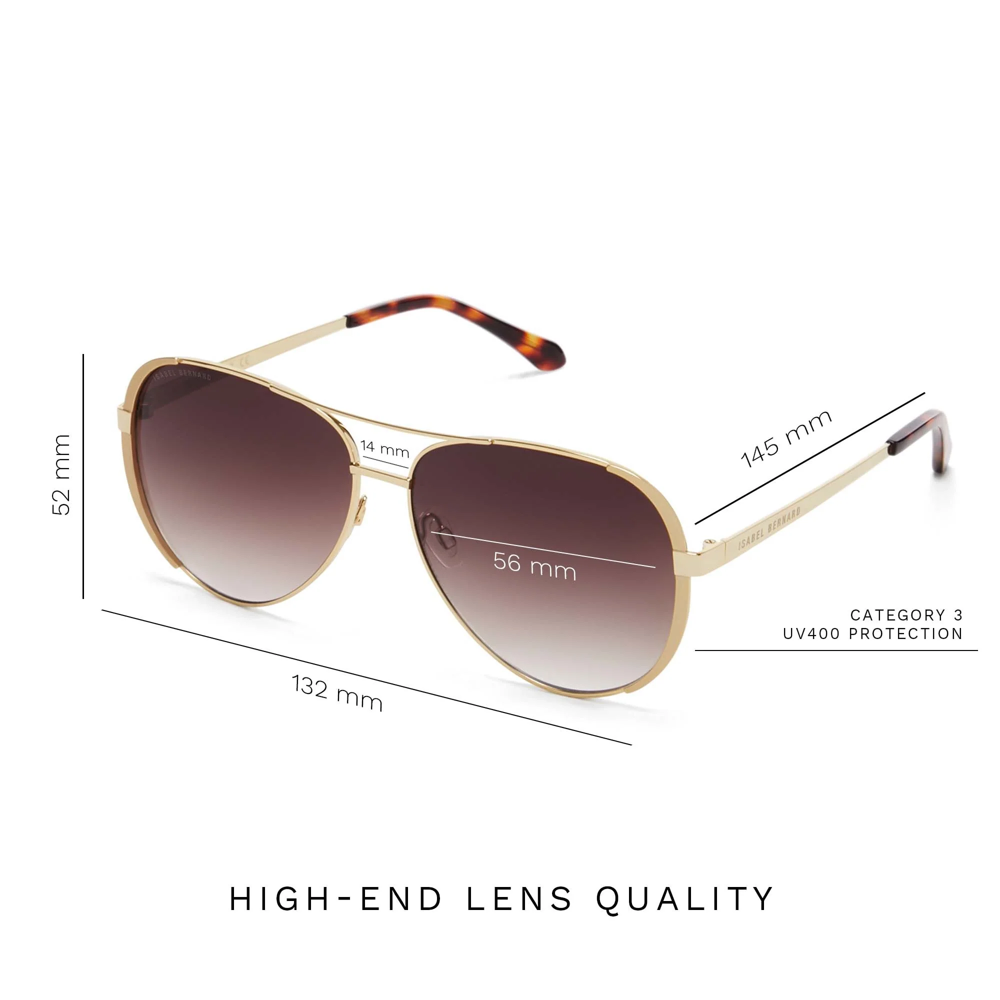 La Villette Ruby gold coloured aviator sunglasses with brown lenses - Image 8