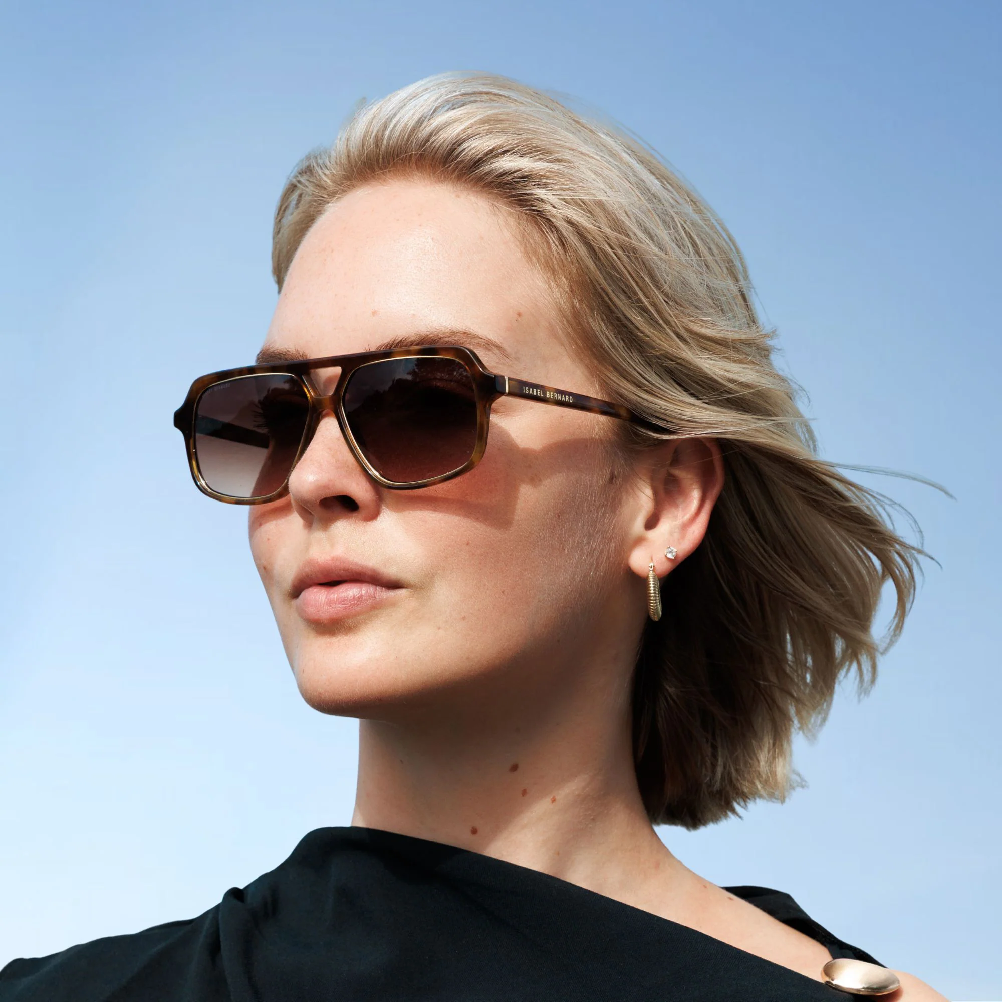 La Villette Camille brown tortoise aviator sunglasses with brown lenses - Image 2