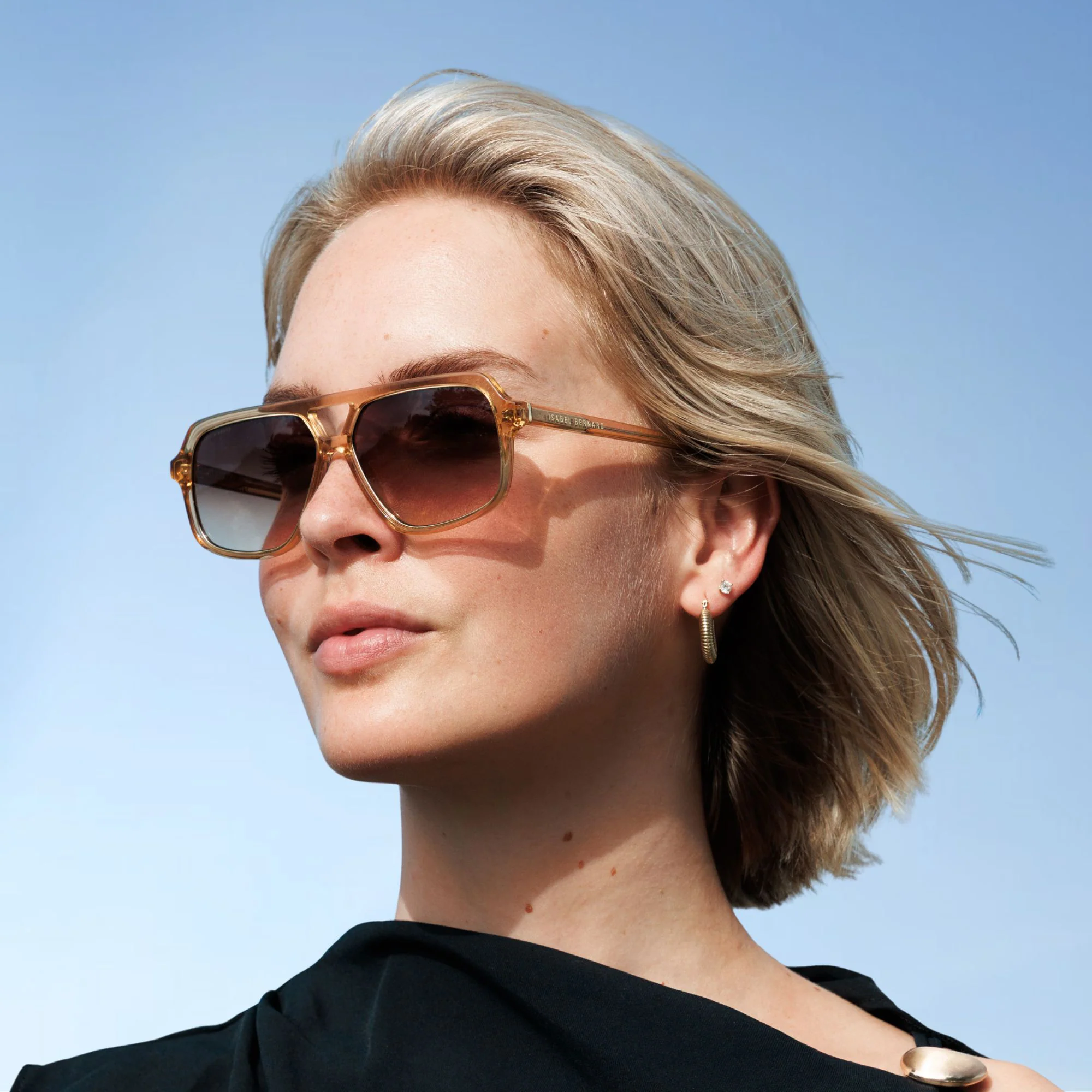 La Villette Camille transparent aviator sunglasses with brown lenses - Image 2