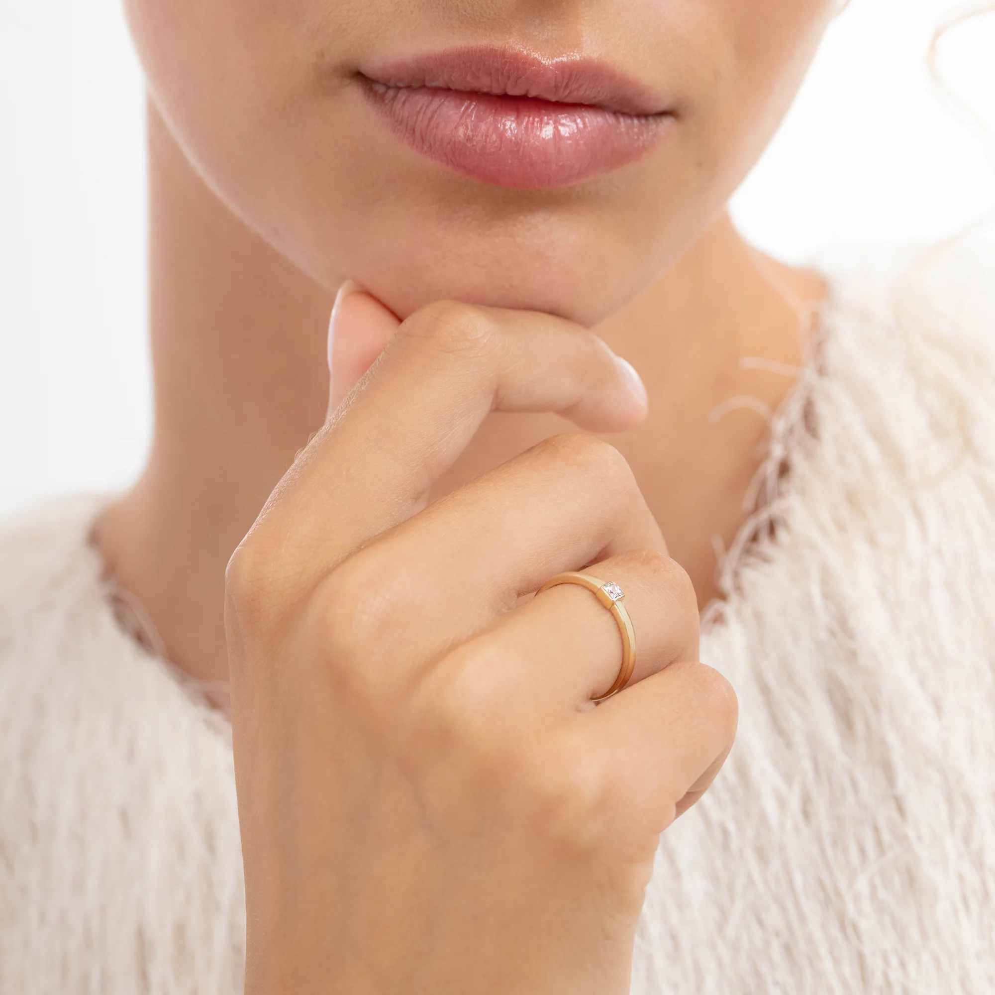 Rivoli Jodi 14 Karat Gold Stacking Ring With Zirconia Stone - Image 2